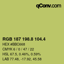 カラーコード: RGB 187 198.8 104.4 | qconv.com