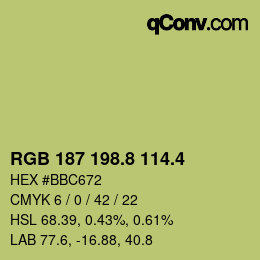 カラーコード: RGB 187 198.8 114.4 | qconv.com