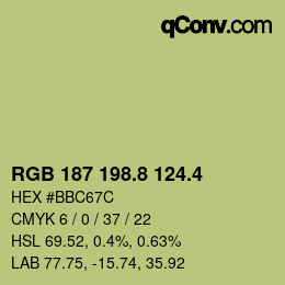 カラーコード: RGB 187 198.8 124.4 | qconv.com