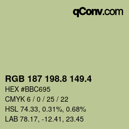 カラーコード: RGB 187 198.8 149.4 | qconv.com