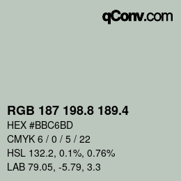 カラーコード: RGB 187 198.8 189.4 | qconv.com