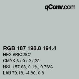 カラーコード: RGB 187 198.8 194.4 | qconv.com