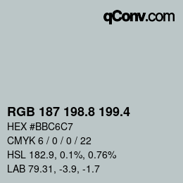 カラーコード: RGB 187 198.8 199.4 | qconv.com