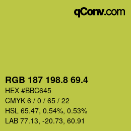 カラーコード: RGB 187 198.8 69.4 | qconv.com