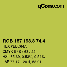 カラーコード: RGB 187 198.8 74.4 | qconv.com