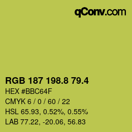 カラーコード: RGB 187 198.8 79.4 | qconv.com