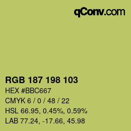 颜色代码: RGB 187 198 103 | qconv.com
