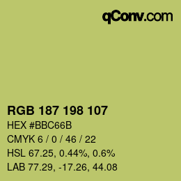 Color code: RGB 187 198 107 | qconv.com