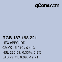 颜色代码: RGB 187 198 221 | qconv.com