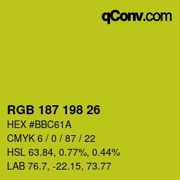 Color code: RGB 187 198 26 | qconv.com