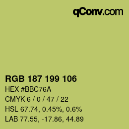 Color code: RGB 187 199 106 | qconv.com