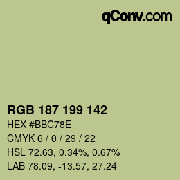 Código de color: RGB 187 199 142 | qconv.com