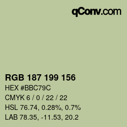カラーコード: RGB 187 199 156 | qconv.com