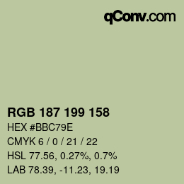 颜色代码: RGB 187 199 158 | qconv.com