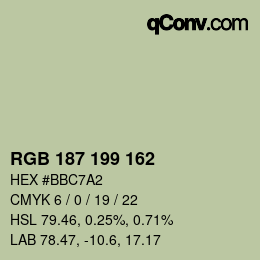 Color code: RGB 187 199 162 | qconv.com