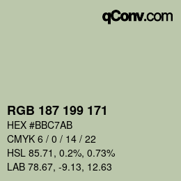 Farbcode: RGB 187 199 171 | qconv.com
