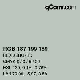 カラーコード: RGB 187 199 189 | qconv.com