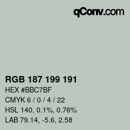 Color code: RGB 187 199 191 | qconv.com