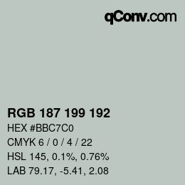 Color code: RGB 187 199 192 | qconv.com