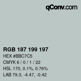 Color code: RGB 187 199 197 | qconv.com