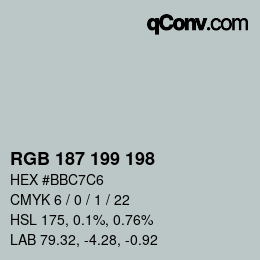 Color code: RGB 187 199 198 | qconv.com