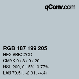 Farbcode: RGB 187 199 205 | qconv.com