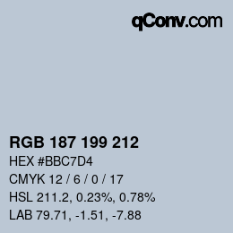 Código de color: RGB 187 199 212 | qconv.com