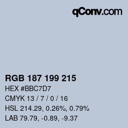 カラーコード: RGB 187 199 215 | qconv.com