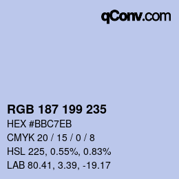 Color code: RGB 187 199 235 | qconv.com