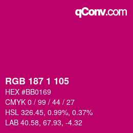 Color code: RGB 187 1 105 | qconv.com
