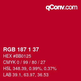 Color code: RGB 187 1 37 | qconv.com