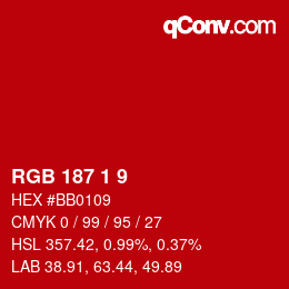 カラーコード: RGB 187 1 9 | qconv.com