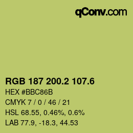 カラーコード: RGB 187 200.2 107.6 | qconv.com