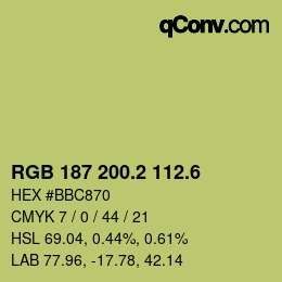 カラーコード: RGB 187 200.2 112.6 | qconv.com