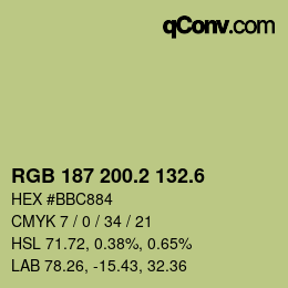カラーコード: RGB 187 200.2 132.6 | qconv.com
