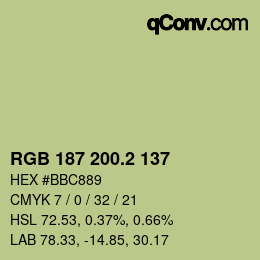 カラーコード: RGB 187 200.2 137 | qconv.com