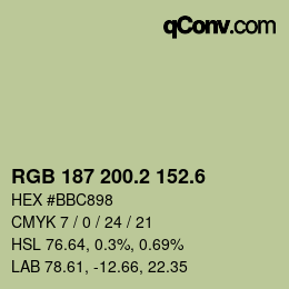 カラーコード: RGB 187 200.2 152.6 | qconv.com