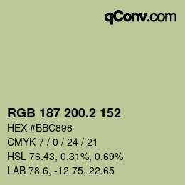 カラーコード: RGB 187 200.2 152 | qconv.com