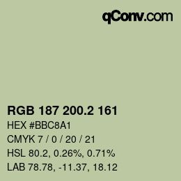 カラーコード: RGB 187 200.2 161 | qconv.com