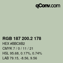 カラーコード: RGB 187 200.2 178 | qconv.com