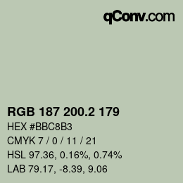 カラーコード: RGB 187 200.2 179 | qconv.com