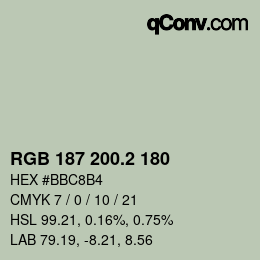 カラーコード: RGB 187 200.2 180 | qconv.com