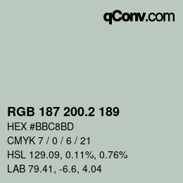 カラーコード: RGB 187 200.2 189 | qconv.com