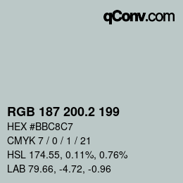 カラーコード: RGB 187 200.2 199 | qconv.com
