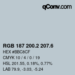 カラーコード: RGB 187 200.2 207.6 | qconv.com