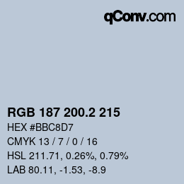 カラーコード: RGB 187 200.2 215 | qconv.com