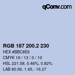 カラーコード: RGB 187 200.2 230 | qconv.com