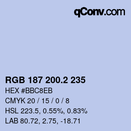カラーコード: RGB 187 200.2 235 | qconv.com