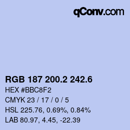 カラーコード: RGB 187 200.2 242.6 | qconv.com