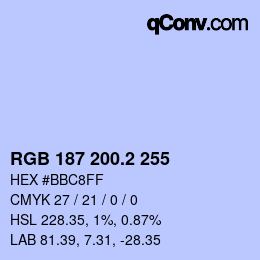 カラーコード: RGB 187 200.2 255 | qconv.com